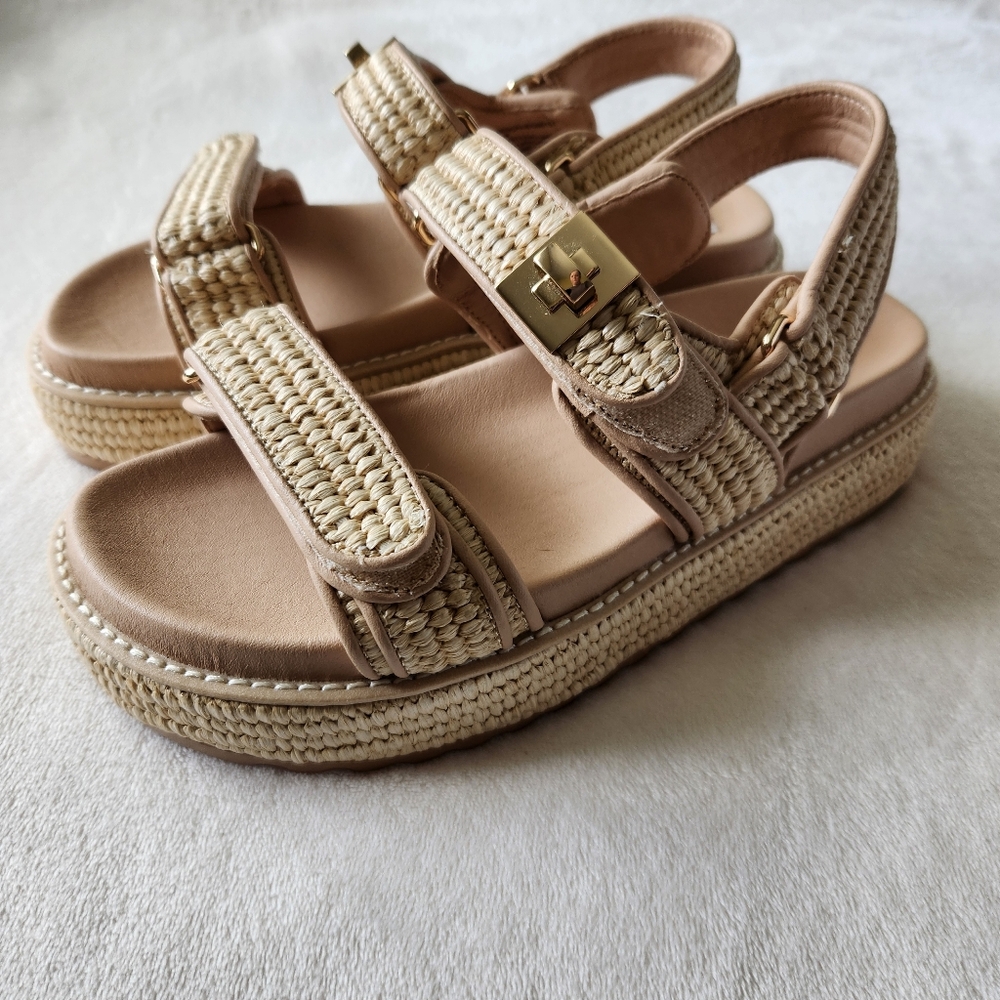 NEW!Steve Madden Woven Platform Sandals w Gold SIZE 7 - Picture 6 of 12